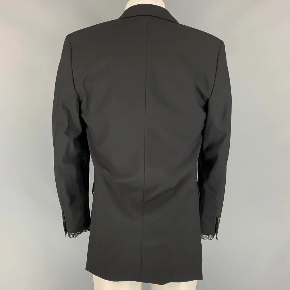 JOHN RICHMOND Size 38 Black Wool Peak Lapel Sport Coat